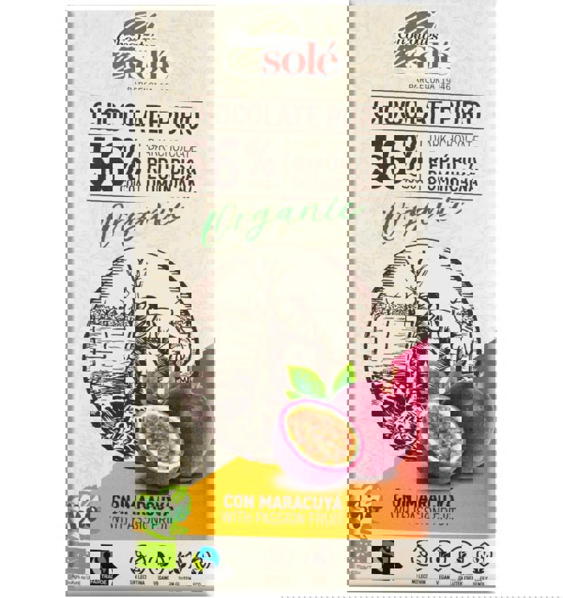 Ciocolata cu 56% Cacao cu Maracuja Eco 100 grame Chocolates Sole