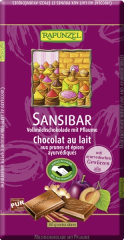 Ciocolata cu Lapte, Prune si Condimente Ayurvedice Bio 80gr Rapunzel