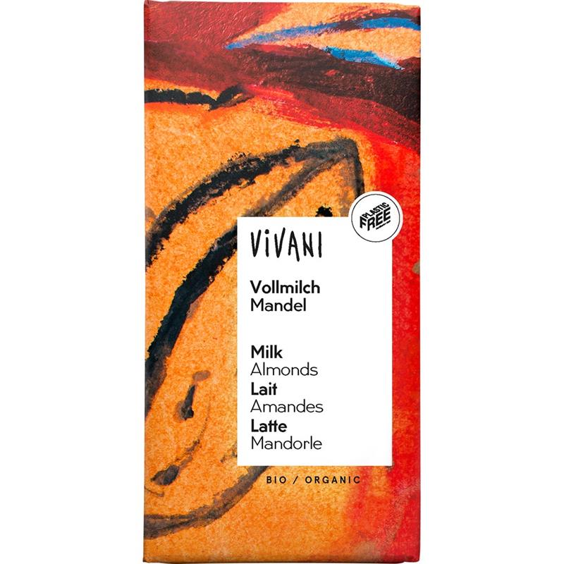 Ciocolata cu Lapte si Migdale Intregi Bio 100 grame Vivani