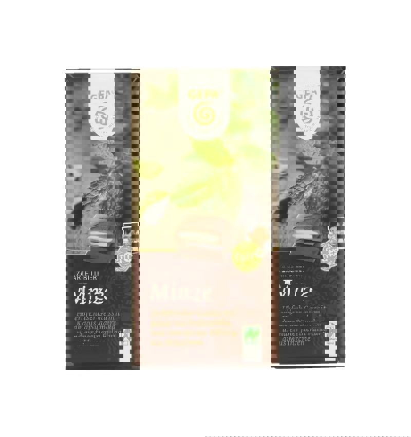 Ciocolata Neagra Amaruie cu Crema Proaspata de Menta Bio si Fairtrade 100 grame GEPA