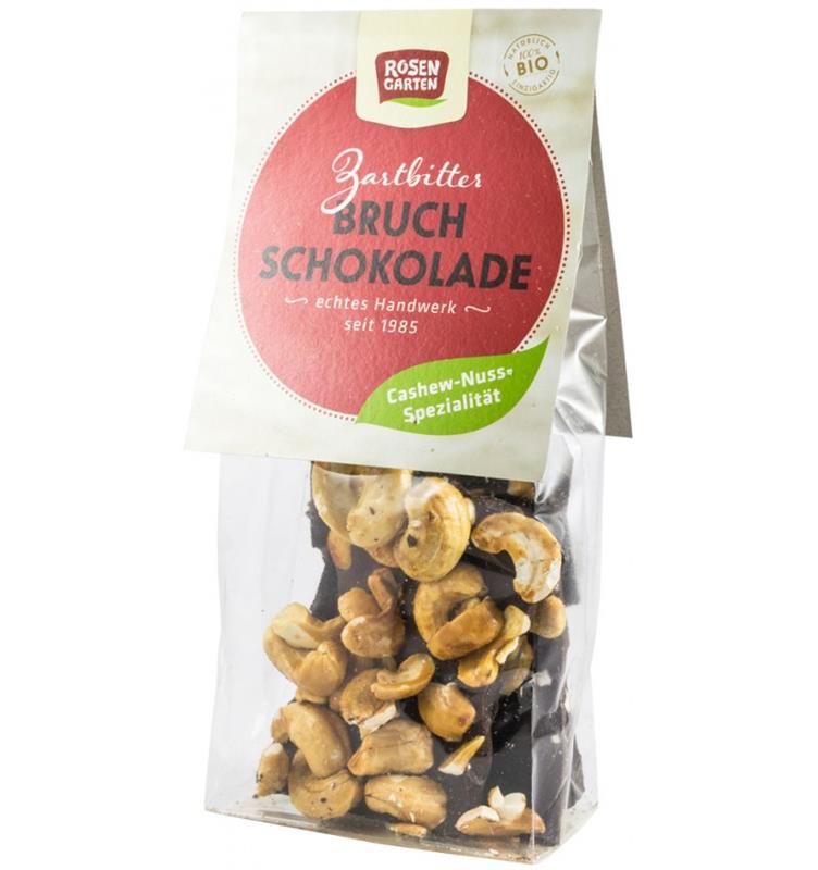 Ciocolata Neagra cu Bucati de Caju Prajite Bio 110gr Rosen Garten