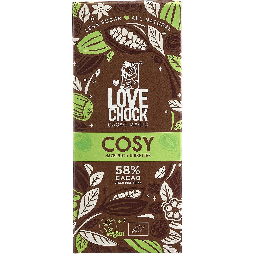 Ciocolata Vegana cu 58% Cacao Bautura de Orez si Alune Eco 70 grame Lovechock