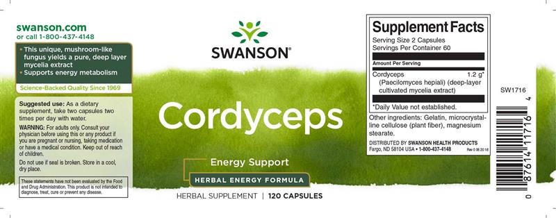 Cordyceps 600 miligrame 120 capsule Swanson