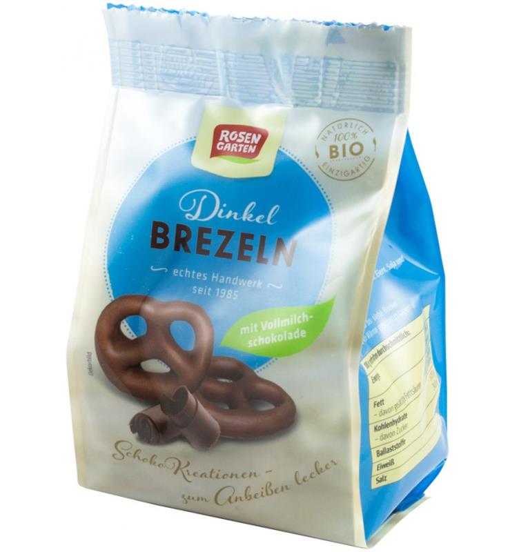 Covrigei din Grau Spelta Glazurati cu Ciocolata cu Lapte Bio 70gr Rosen Garten