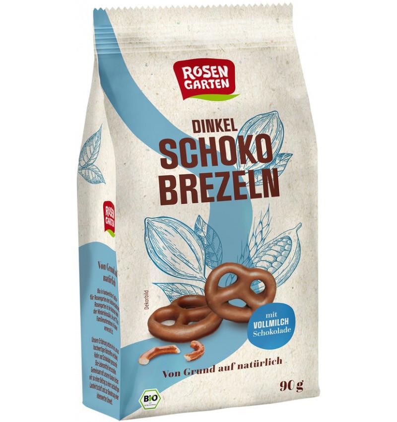 Covrigi din Grau Spelta Glazurati cu Ciocolata cu Lapte Bio 90 grame Rosen Garten