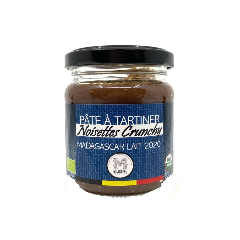 Crema de Ciocolata Belgiana Artizanala Crunchy cu Alune de Padure si Lapte Bio 200 Grame Millesime