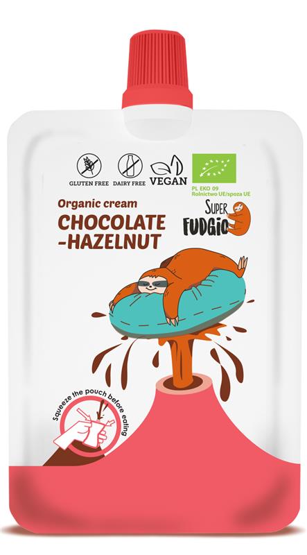 Crema de Ciocolata si Alune de Padure Bio 50gr Super Fudgio