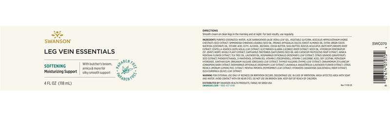 Crema Leg Vein Esentiala pentru Picioare Obosite Ulcer Varicos 118 mililitri Swanson