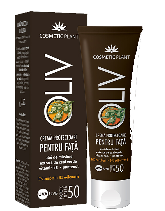 Crema Protectoare Fata cu Ulei Masline, Ceai Verde SPF50 Cosmetic Plant 50ml