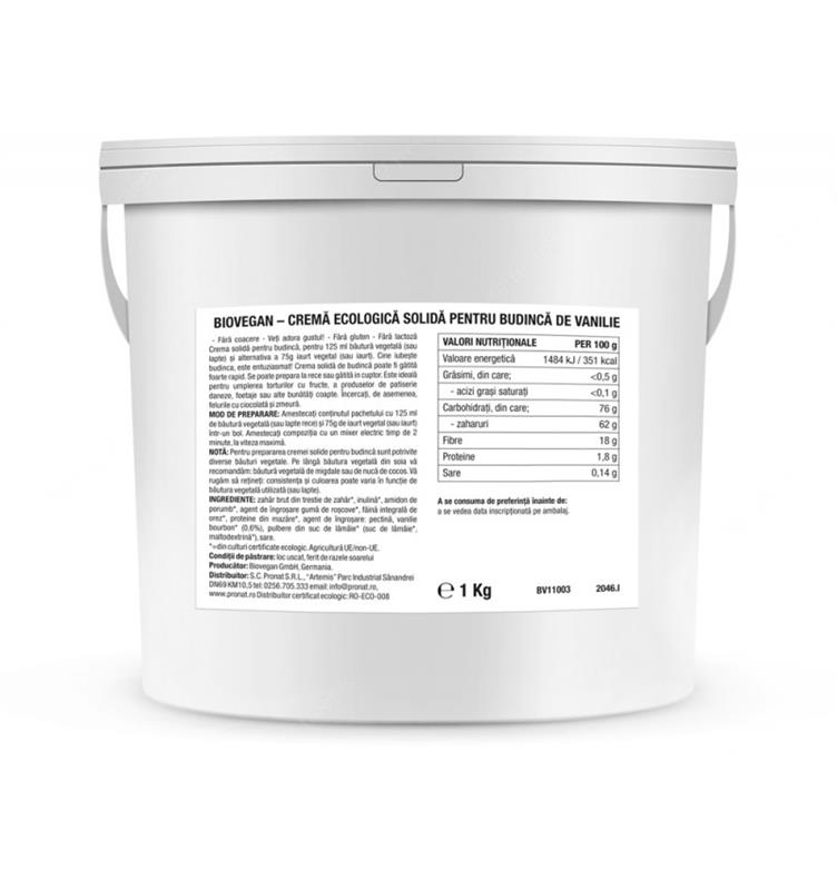 Crema Solida pentru Budinca de Vanilie Bio 1 kilogram Biovegan