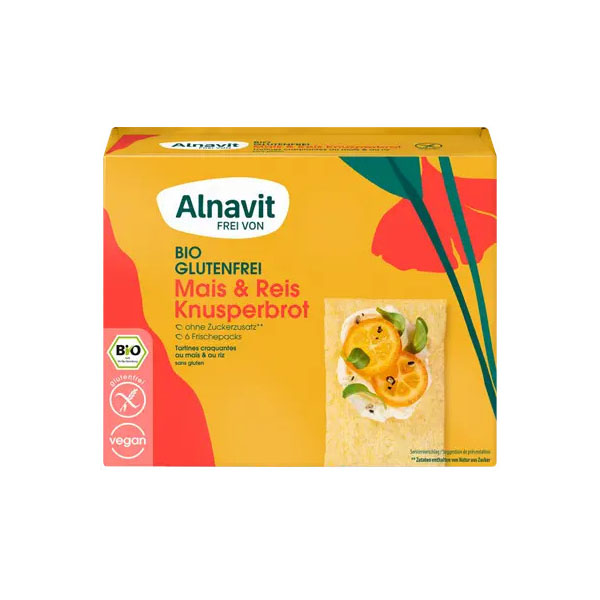 Crispbread (painici) din Porumb si Orez Fara Gluten Bio 150 grame Alnavit