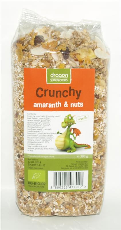 Crunchy cu Amaranth si Nuci Bio Dragon Superfoods 300gr