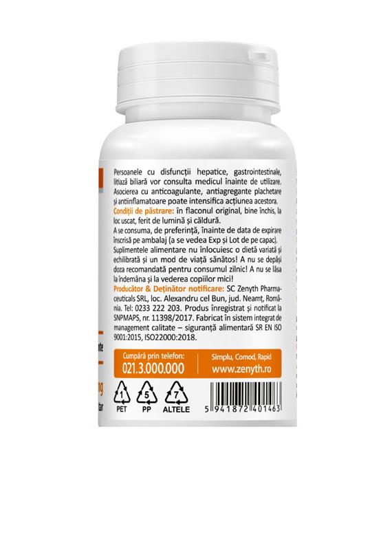 Curcumin si Piperine 500mg 30cps