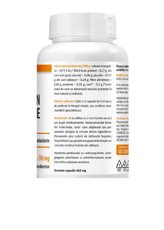 Curcumin si Piperine 500mg 60cps Zenyth