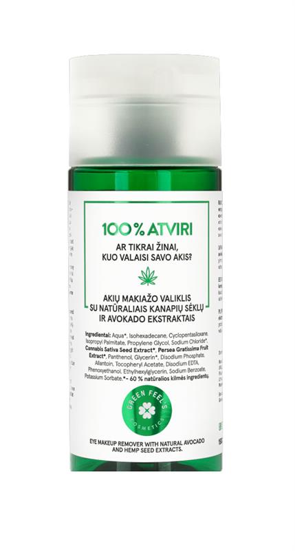 Demachiant pentru Ochi cu Extract de Avocado si Seminte de Canepa 150 mililitri Green Feel's