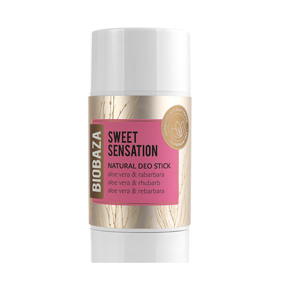 Deodorant Stick Natural Fara Aluminiu cu Aloe Vera si Rubarba Sweet Sensation 50 mililitri Biobaza