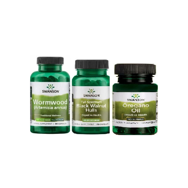 Deparazitare cu Nuca Neagra, Pelin Dulce si Oregano Salbatic 1 set Swanson