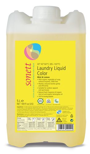 Detergent Ecologic Lichid pentru Rufe Colorate Menta si Lamaie Sonett 5L