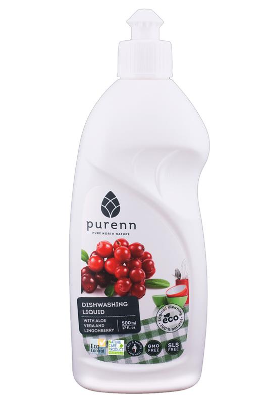 Detergent Lichid pentru Spalat Vase cu Aloe Vera si Merisoare Bio 500ml Purenn