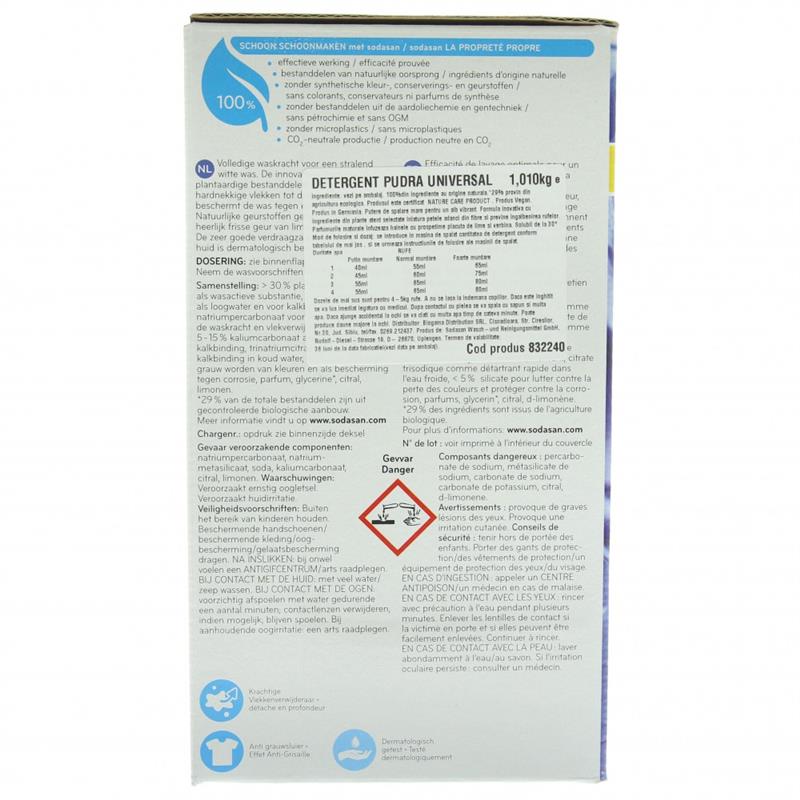 Detergent Praf pentru Spalari Grele Bio 1010 grame Sodasan