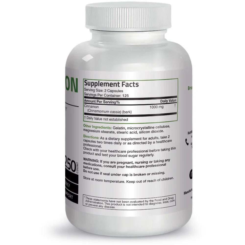 Diabetic Support Cinnamon Scortisoara 1000 miligrame 250 capsule Bronson Laboratories