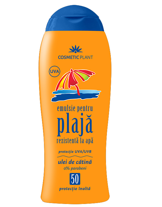 Emulsie Plaja Rezistenta la Apa SPF 50 cu Ulei de Catina Cosmetic Plant 200ml