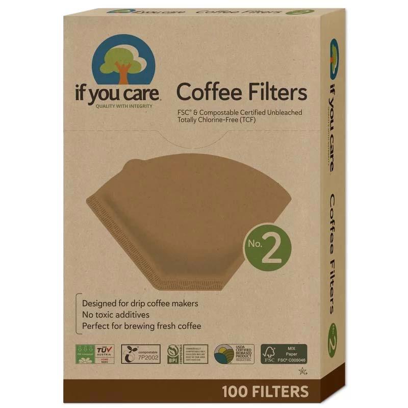 Filtre de Cafea Marimea 2 Nealbite Fara Clor Compostabile 100 bucati If You Care