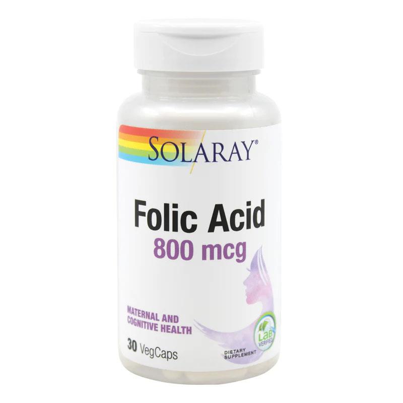 Folic Acid 800mg Solaray Secom 30cps