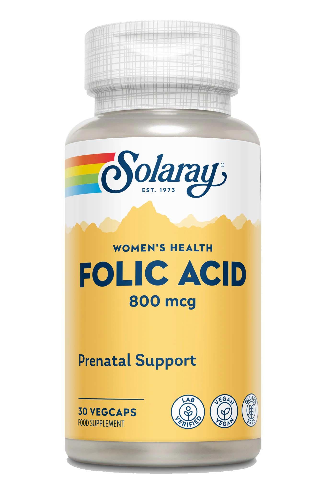 Folic Acid 800mg Solaray Secom 30cps