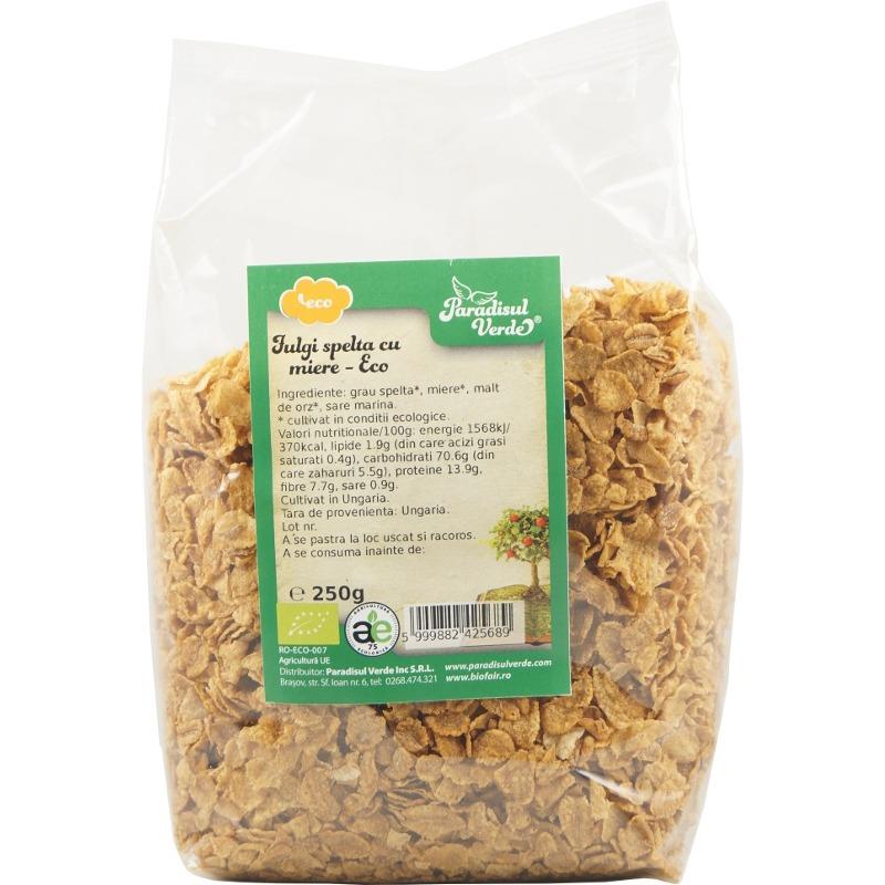 Fulgi de Grau Spelta cu Miere Bio Paradisul Verde 250gr