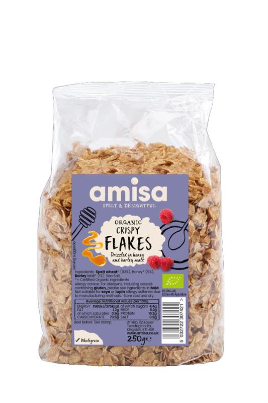 Fulgi de spelta cu Miere Bio 250 grame Amisa Organic