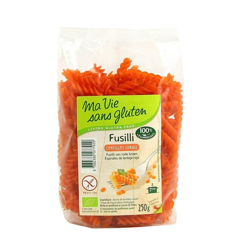 Fusilli Bio din Linte Rosie Fara Gluten Ma Vie Sans Gluten 250gr