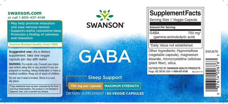 Gaba 750 miligrame 100 capsule Swanson
