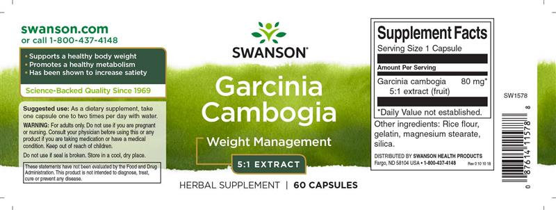 Garcinia Cambogia 80 miligrame 60 capsule Swanson