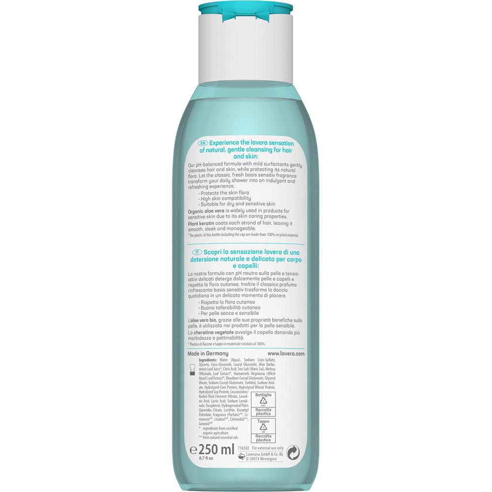 Gel de Dus 2 in 1 cu Aloe Vera Bio si Cheratina Vegetala 250 mililitri Lavera