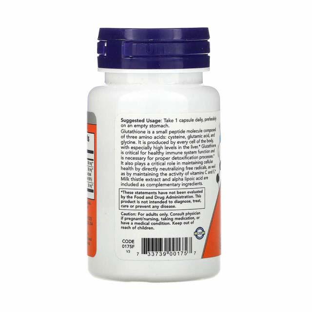 Glutathione cu Milk Thistle si Alpha Lipoic Acid (Glutation) 500 miligrame 30 capsule Now Foods