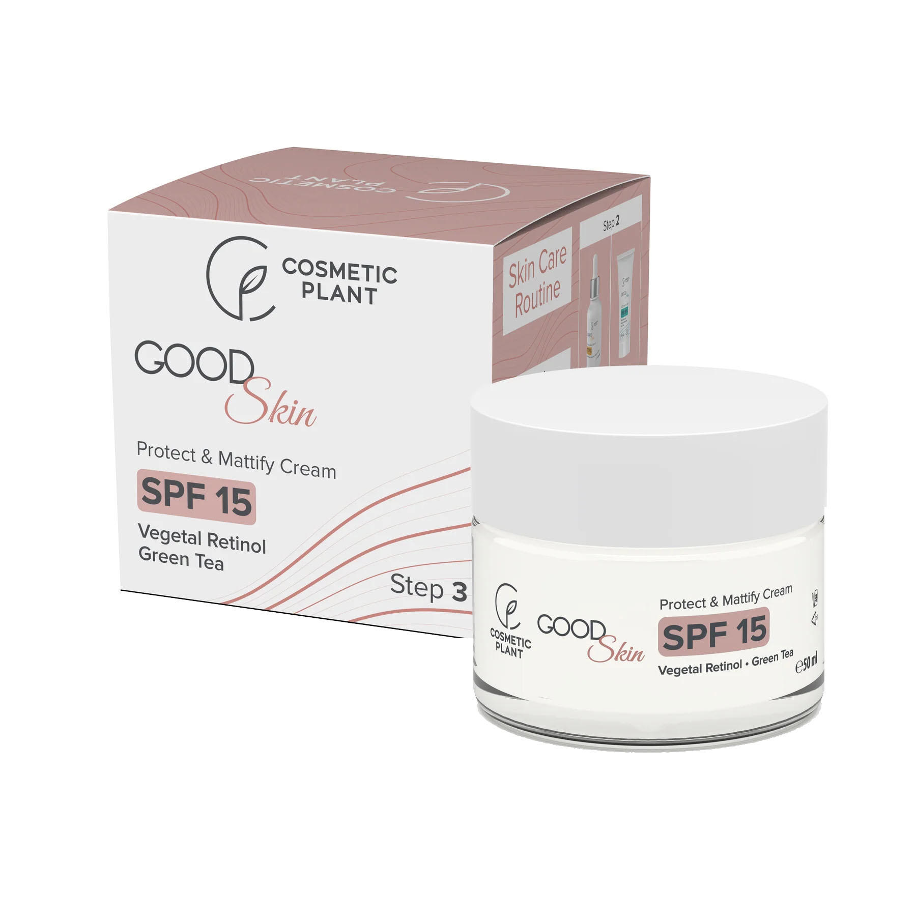 Good Skin Protect & Mattify Cream cu SPF 15 Vegetal Retinol si Ceai Verde 50 mililitri Cosmetic Plant