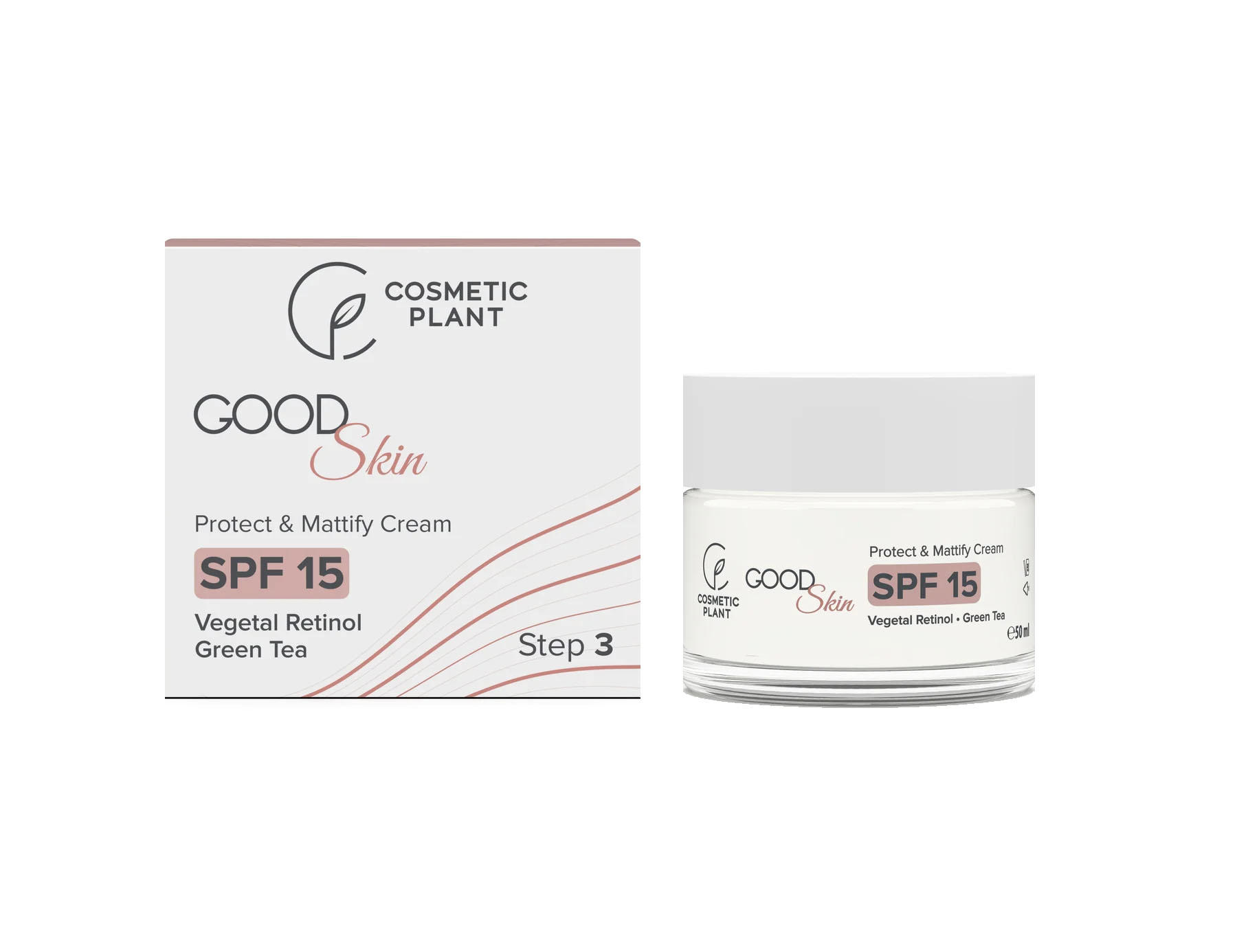 Good Skin Protect & Mattify Cream cu SPF 15 Vegetal Retinol si Ceai Verde 50 mililitri Cosmetic Plant