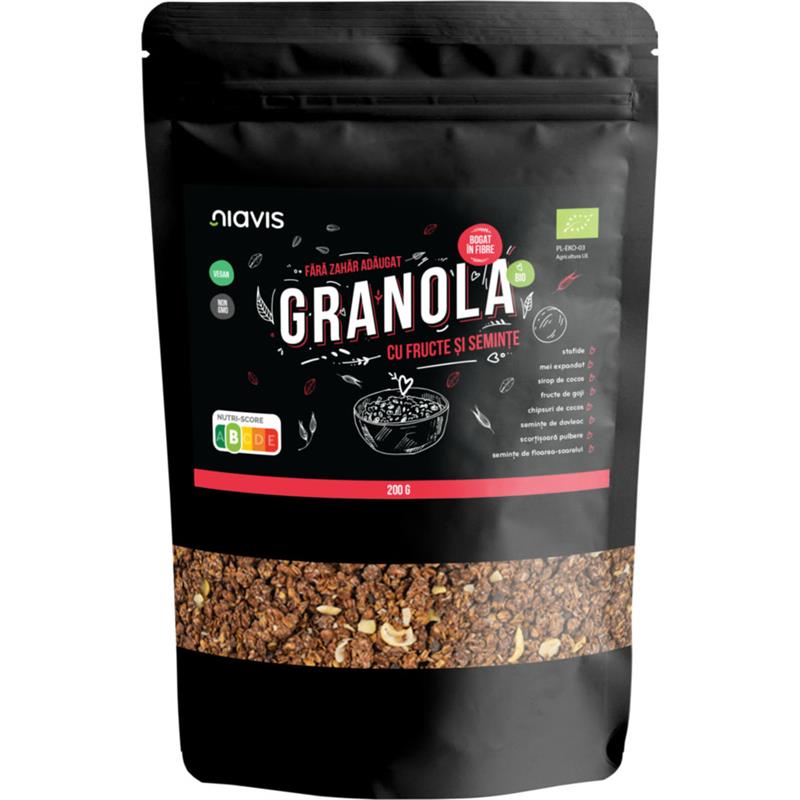 Granola cu Fructe si Seminte Bio 200 grame Niavis