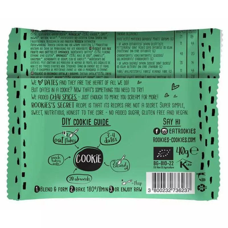 Gustare Cookie cu Migdale si Curmale Fara Gluten Bio 40gr Dragon Superfoods