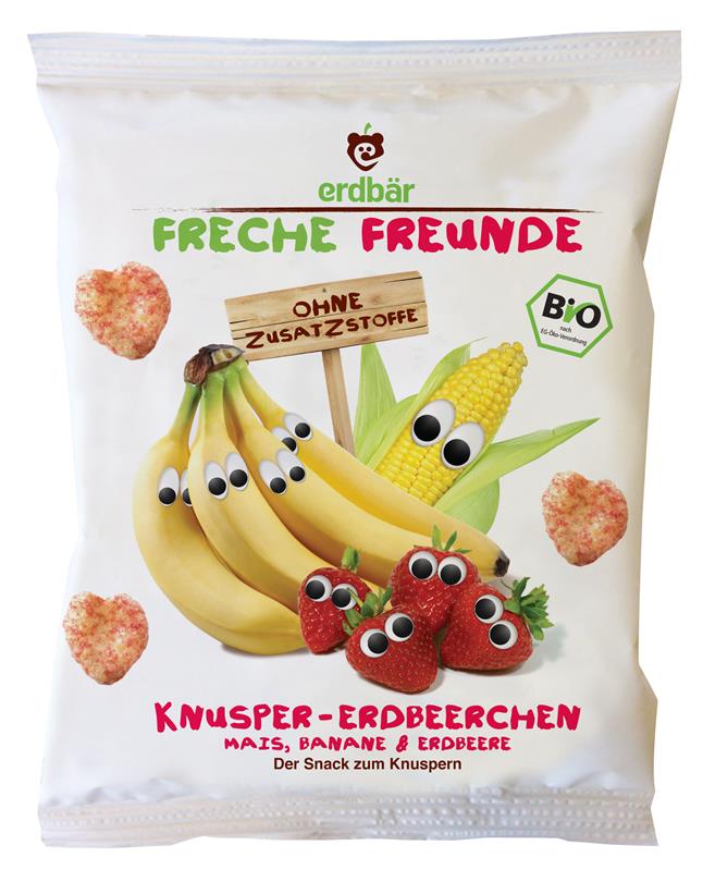 Gustare Crocanta cu Banane si Capsuni Bio Erdbar 25gr