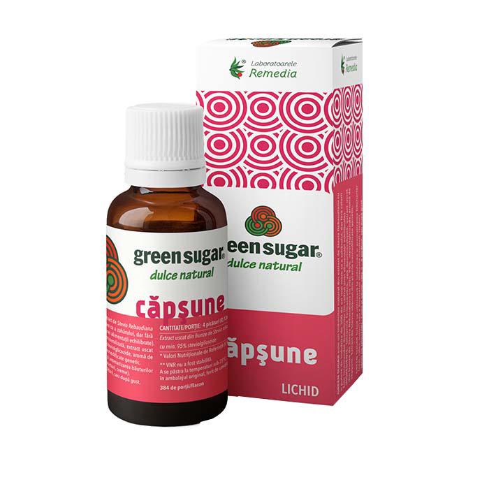 Indulcitor Green Sugar Lichid cu Aroma de Capsuni 50 mililitri Laboratoarele Remedia