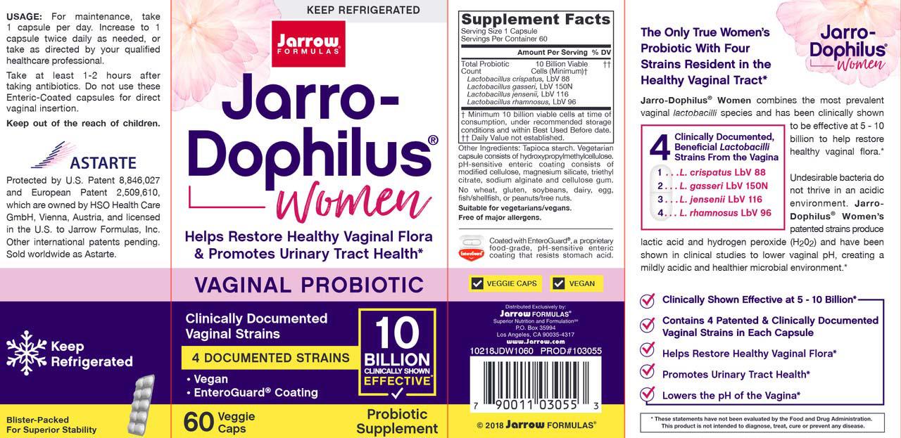 Jarro-Dophilus Vaginal Probiotic Women 10 Billion 60 capsule vaginale Jarrow Formulas