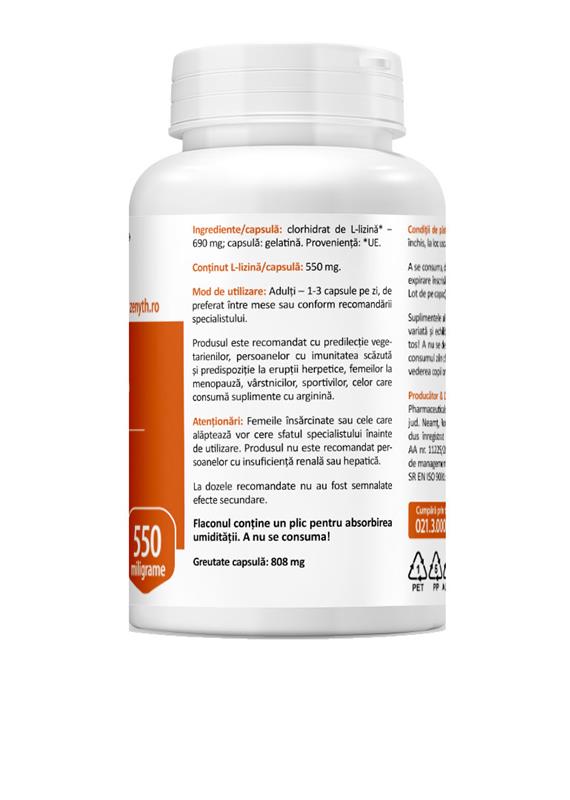 L-Lysine 550 miligrame 60 capsule Zenyth