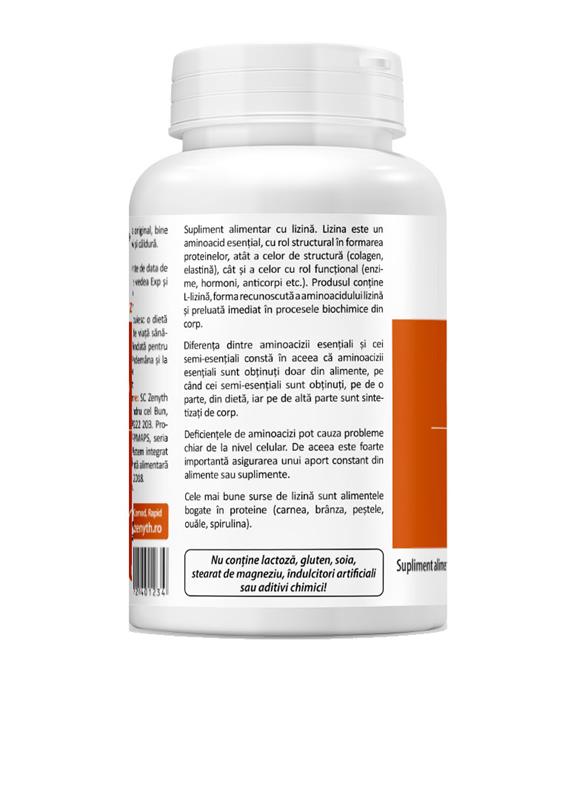 L-Lysine 550 miligrame 60 capsule Zenyth