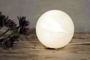 Lampa de Cristal din Sare Himalaya Alba Sfera Pronat 
