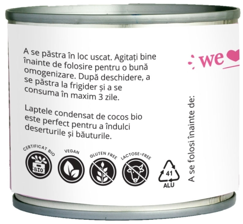 Lapte de Cocos Condensat Bio 200 mililitri Obio
