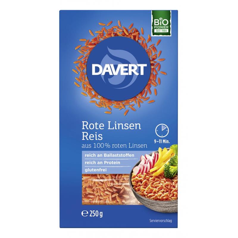 Linte Rosie in Forma de Orez Fara Gluten Bio 250 grame Davert