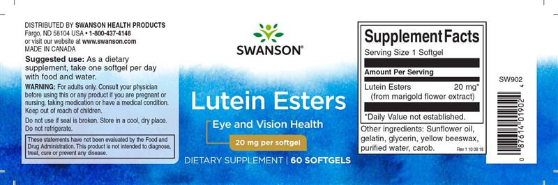 Lutein Esters (Ochi si Vedere) 20 miligrame 60 capsule Swanson