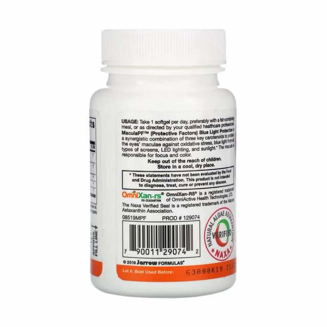Macula PF Lutein Zeaxanthin Astaxanthin Ochi 30 softgels Jarrow Formulas